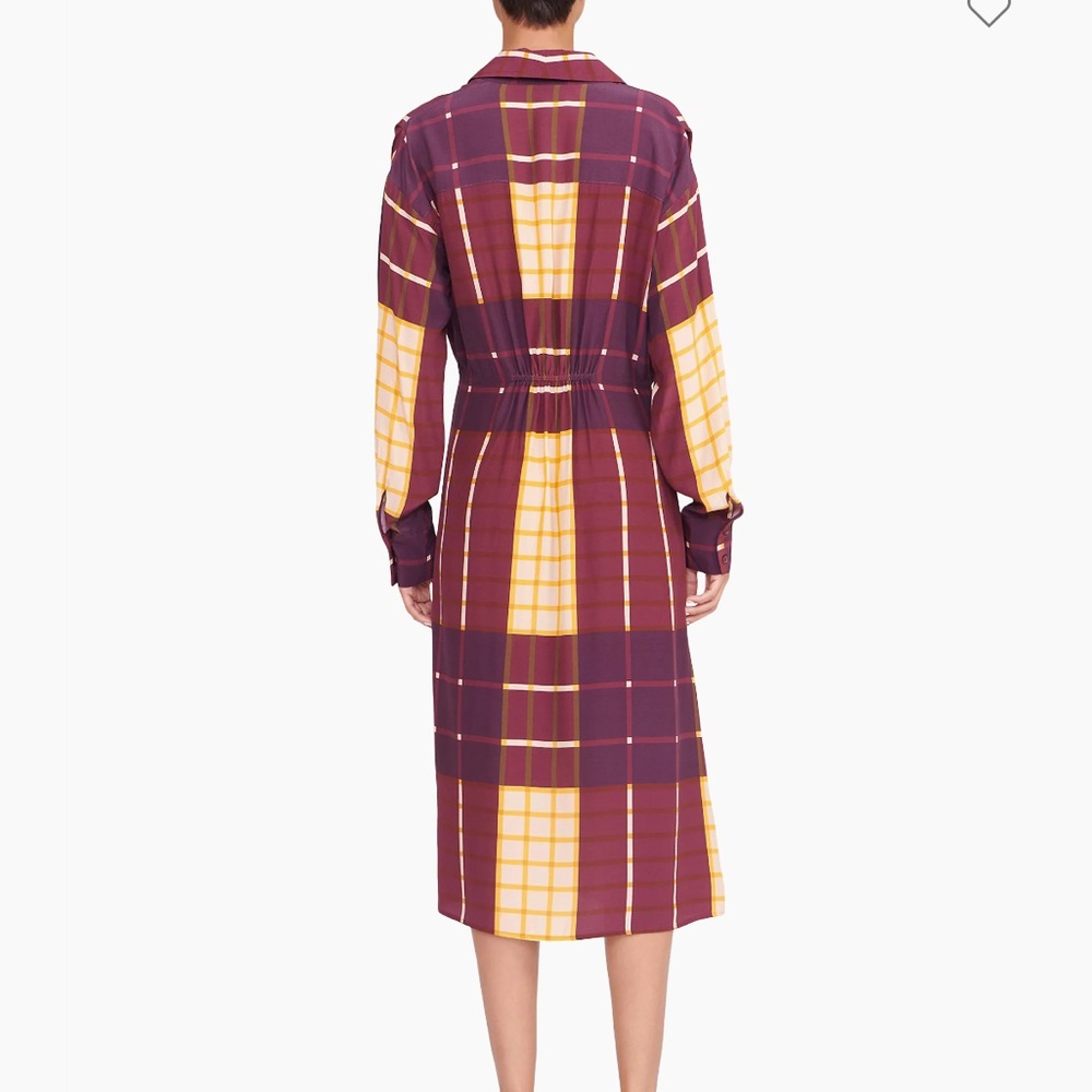 NWT STAUD Elsa button front maroon shirt dress - Picture 9 of 10